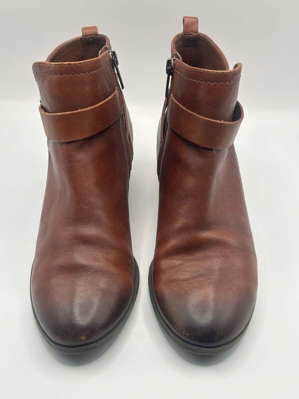 Vince Camuto Peaner Brown Leather Ankle Boots Size 7.5M